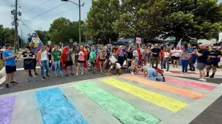 Protestors, Including Senator Carlos Guillermo Smith, Re-Color Pulse Nightclub Memorial Crosswalk: ‘We Will NOT Be Erased’